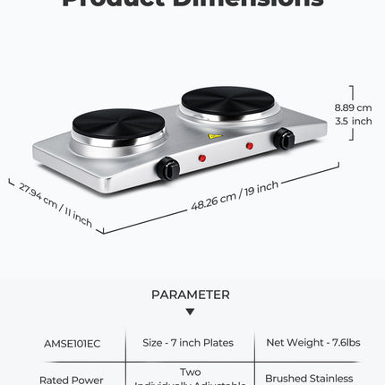 1800W Double Hot Plate Electric Countertop Burner