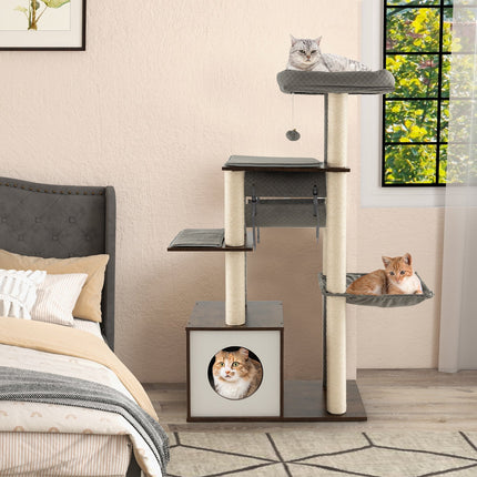 53 Inch Cat Tree with Condo and Swing Tunnel