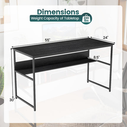 55 x 24 inch Computer Desk with Power Outlets and USB Ports
