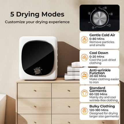 Portable Clothes Dryer Compact Drying Machine with Stainless Steel Tub