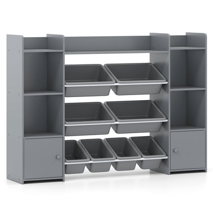 56 inch Large Toy Storage Organizer with 8 Removable Bins and Bookshelf