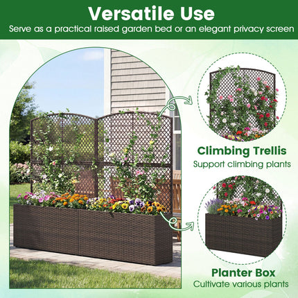 58 Inch Raised Garden Bed with Trellis and Wicker Planter Box