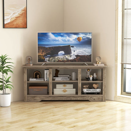 58 Inch TV Stand with 6 Open Storage Shelves for TVs up to 65 Inches