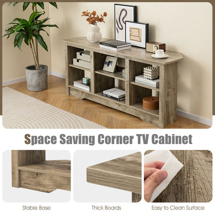 58 Inch TV Stand with 6 Open Storage Shelves for TVs up to 65 Inches