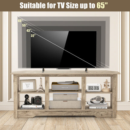 58 Inch TV Stand with 6 Open Storage Shelves for TVs up to 65 Inches