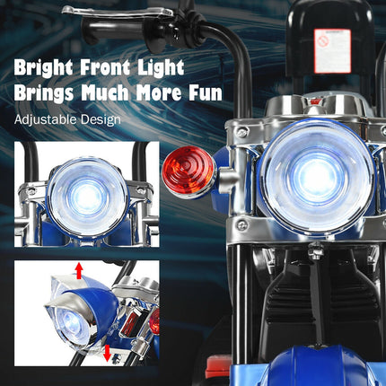 6V Powered Toddler 3-Wheel Motorbike Ride On Toy with Horn and Headlight-Black and White