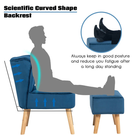 Modern Accent Chair Ottoman Set with Footstool