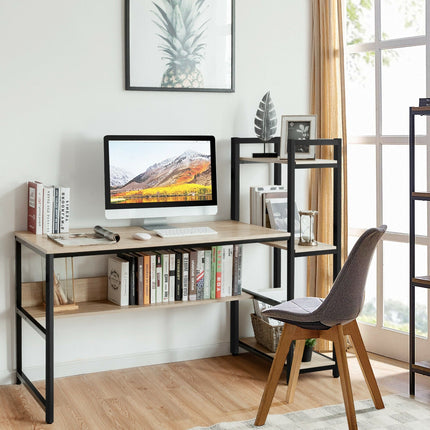 59-Inch Computer Desk Home Office Workstation 4-Tier Storage Shelves