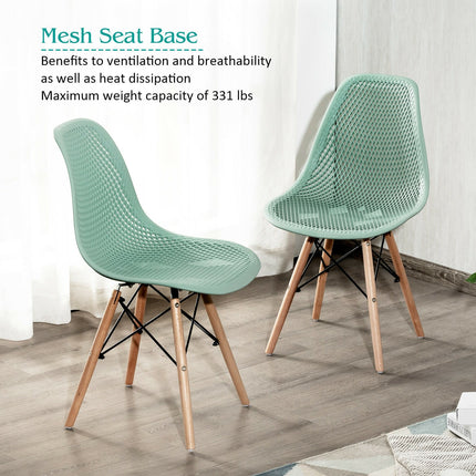 2 Pcs Modern Plastic Hollow Chair Set with Wood Leg