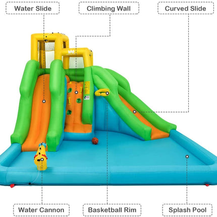 Inflatable Water Park Bounce House with Climbing Wall without Blower