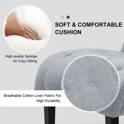 Cotton Linen Fabric Armless Accent Chair with Adjustable Foot Pads