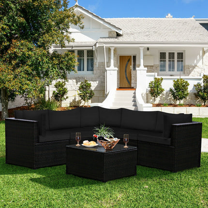 6 Pieces Patio Furniture Sofa Set with Cushions for Outdoor