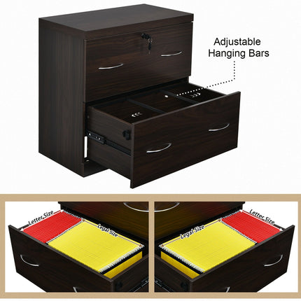 2-Drawer File Cabinet with Lock Hinging Bar Letter and Legal Size