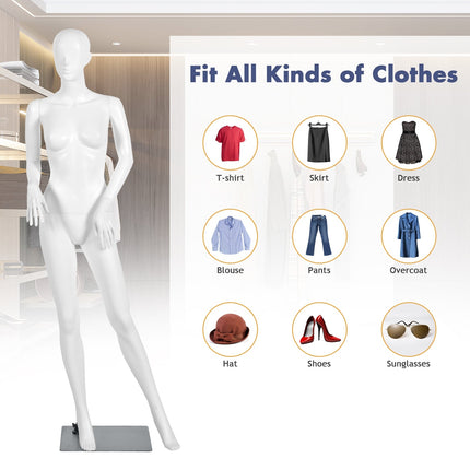 5.8 ft Plastic Female Mannequin Adjustable Detachable Manikin with Metal Stand