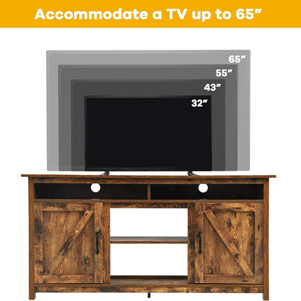 60”Industrial TV Stand Entertainment Center with Shelve and Cabinet-Brown