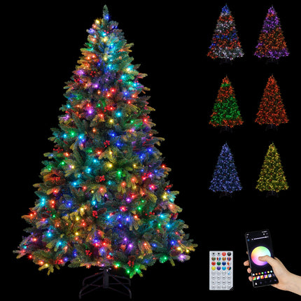 5/6/7/8 FT Artificial Christmas Tree with LED Lights and Remote APP Control