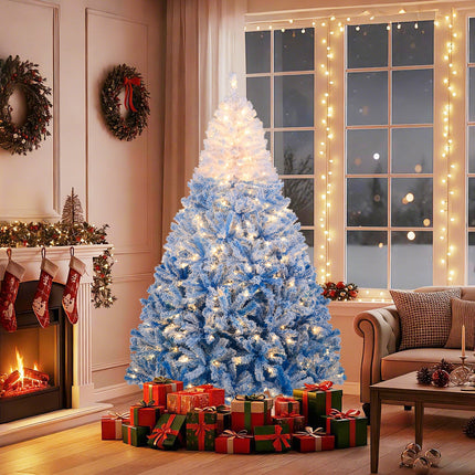 5/6/7/8 FT Artificial Christmas Tree with Warm White LED Lights and 8 Modes