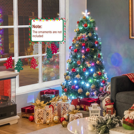5/6/7 FT Pre-Lit Fiber Optic Christmas Tree with 148/185/226 Multi-Color LED Lights and Top Star Light