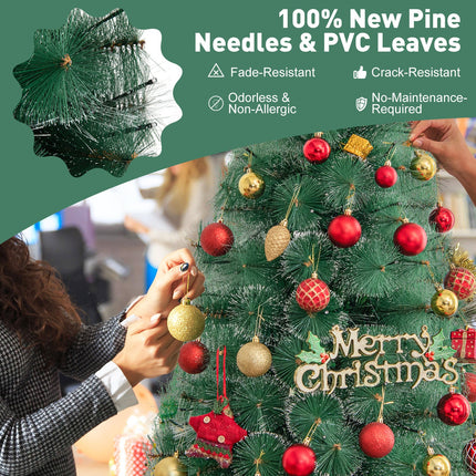 5/6/7 FT Pre-Lit Fiber Optic Christmas Tree with 148/185/226 Multi-Color LED Lights and Top Star Light
