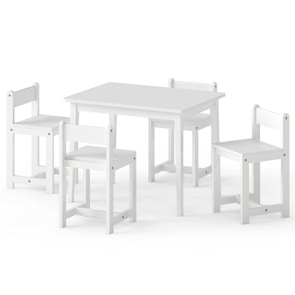 5-Piece Kids Table and Chairs Set Solid Rubber Wood Toddler Activity Table