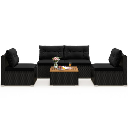 5 Piece Outdoor Furniture Set with Solid Tabletop and Soft Cushions