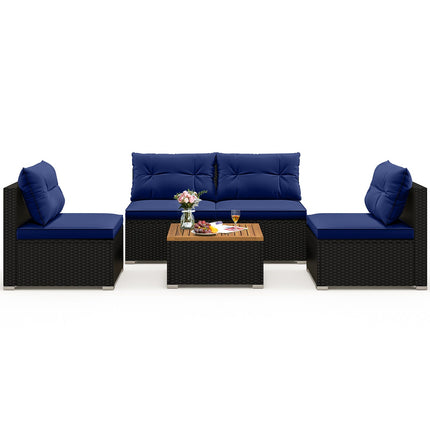5 Piece Outdoor Furniture Set with Solid Tabletop and Soft Cushions