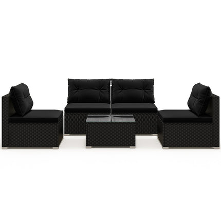 5-Piece Outdoor Patio Furniture Set with Cushions and Coffee Table