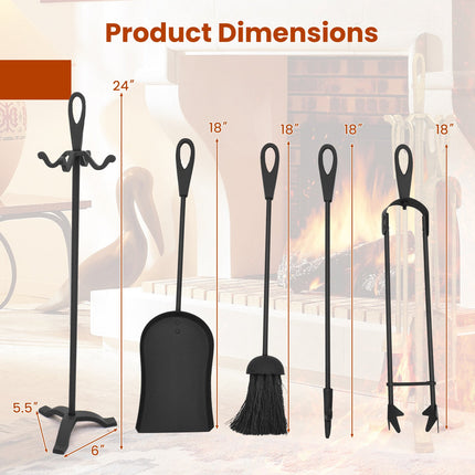 5 Pieces Fireplace Tool Set Fireplace Accessories with Poker
