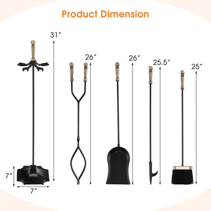 31 Inch 5 Pieces Hearth Fireplace Fire Tools Set