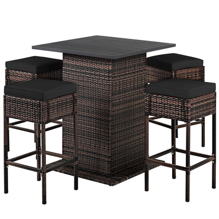 5 Pieces Patio Rattan Bar