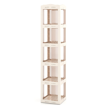 5-Tier Foldable Rotating Bookshelf 360¬∞ Spinning Bookcase with Swivel Base-White