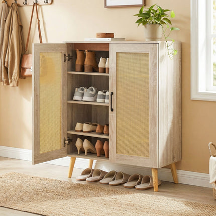 5-Tier Rattan Shoe Cabinewith 3 Removable Shelves