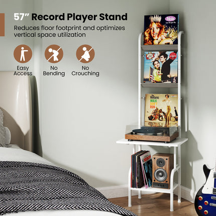 5-Tier Record Player Stand with Vinyl Display Shelf and Record Holder