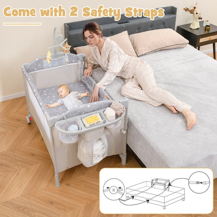 5-in-1 Portable Pack and Play with Diaper Changing Table