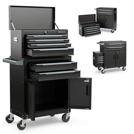 6-Drawer Rolling Tool Storage Chest Cabinet with Universal Wheels and Hooks