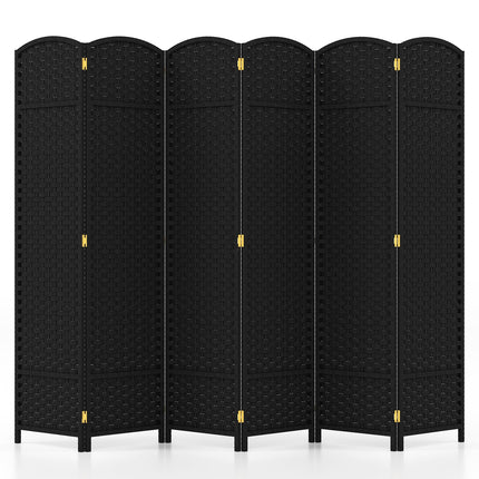 6-Panel Room Divider 5.6 FT Tall Folding Privacy Screen with Hand-woven Texture