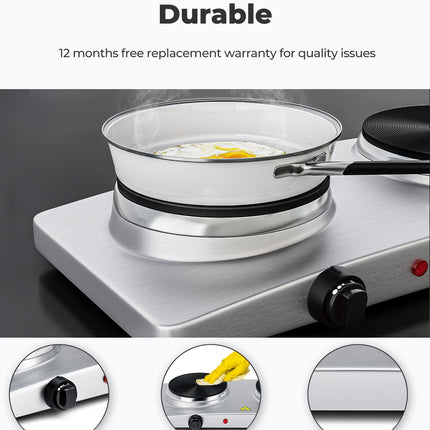 1800W Double Hot Plate Electric Countertop Burner