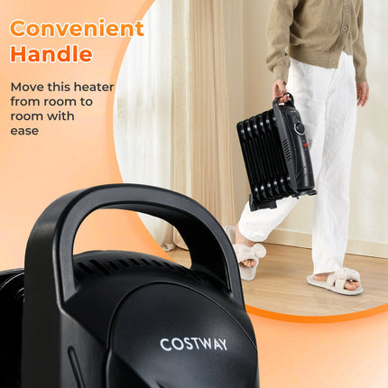 700W Electric Oil Filled Radiator Heater with Adjustable Thermostat