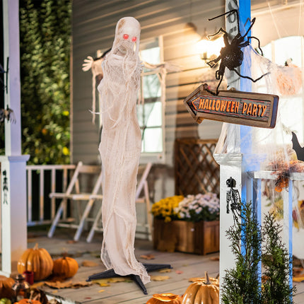 6FT Halloween Animated Standing Mummy with LED Red Glowing Eyes