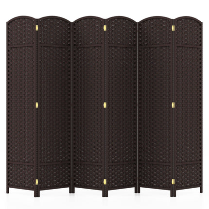 6-Panel Room Divider 5.6 FT Tall Folding Privacy Screen with Hand-woven Texture