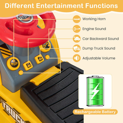 6V Kids Ride On Excavator Fun Digger with Folding Basketball Hoop