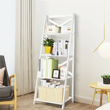 2 Pieces 4-Tier Wood Display Storage Bookshelf Set