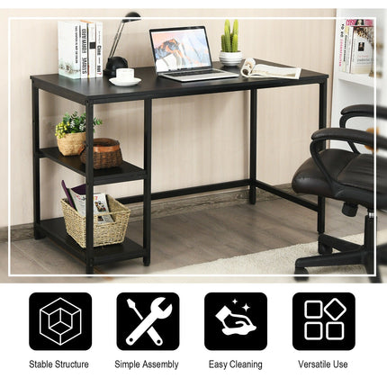 47 Inch Computer Desk Office Study Table Workstation Home with Adjustable Shelf Black
