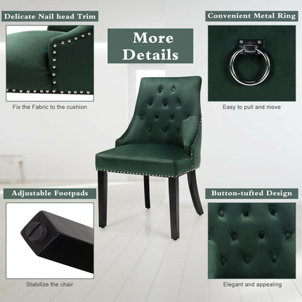 Modern Upholstered Button-Tufted Dining Chair with Naild Trim