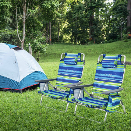 4-Pack 5-Position Outdoor Folding Backpack Beach Reclining Chair with Pillow