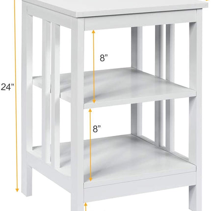 2 Pieces 3-Tier Nightstand with Reinforced Bars and Stable Structure