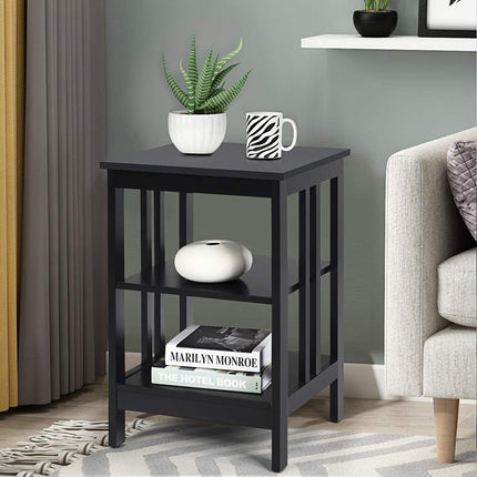 2 Pieces 3-Tier Nightstand with Reinforced Bars and Stable Structure