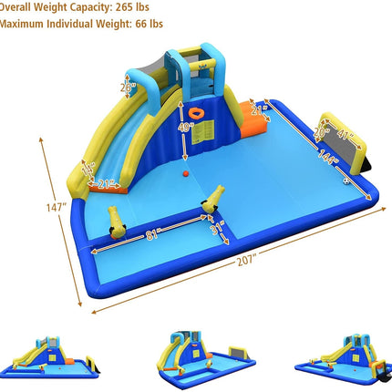 6-in-1 Inflatable Water Slides with Blower for Kids