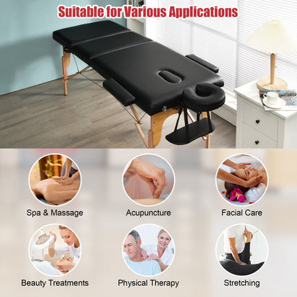 3 Fold Portable Adjustable Massage Table with Carry Case