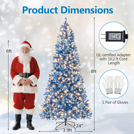 6/7/8/9 FT Artificial Christmas Tree with 767 Snowy Branch Tips